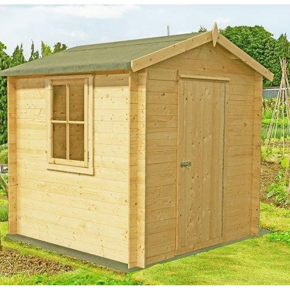 Shires Danbury Log Cabin Home Office Garden Room Approx 7 x 7 Feet in Light Brown