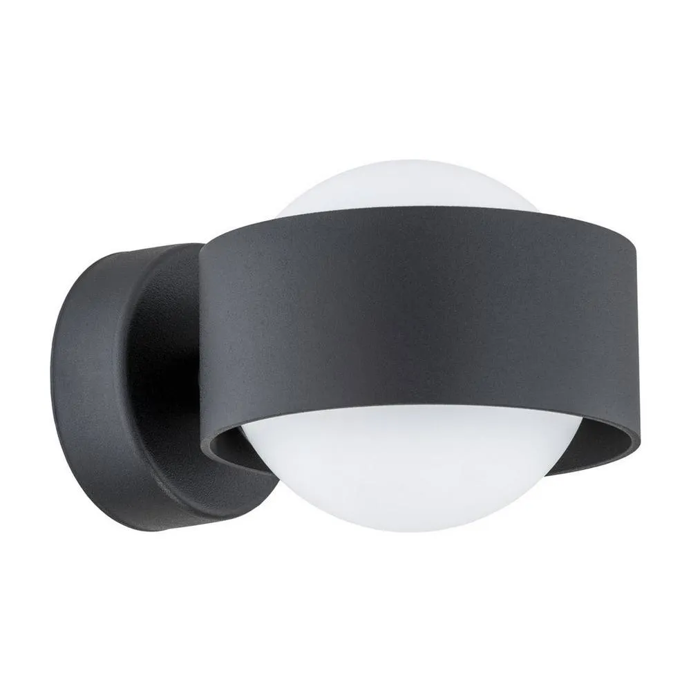 Netlighting Massimo Plus Outdoor Globe Wall Lamp Opal Matt Black Structure IP44