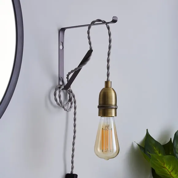 Marsden Pewter Industrial Plug In Wall Light 2