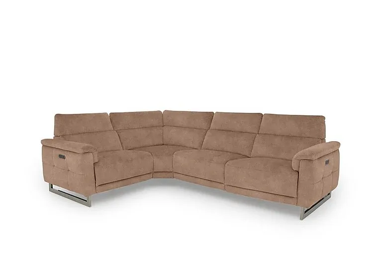 Moet Fabric Power Recliner Left Hand Facing Corner Sofa with Telescopic Headrests - Dexter Sand - Sofas and Armchairs - In Time for Christmas