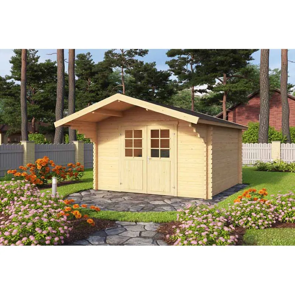 Lasita Maja Ltd Viljandi 34-Log Cabin, Garden Room, Home Office - L339.7xW445xH245.1cm in Light Tan