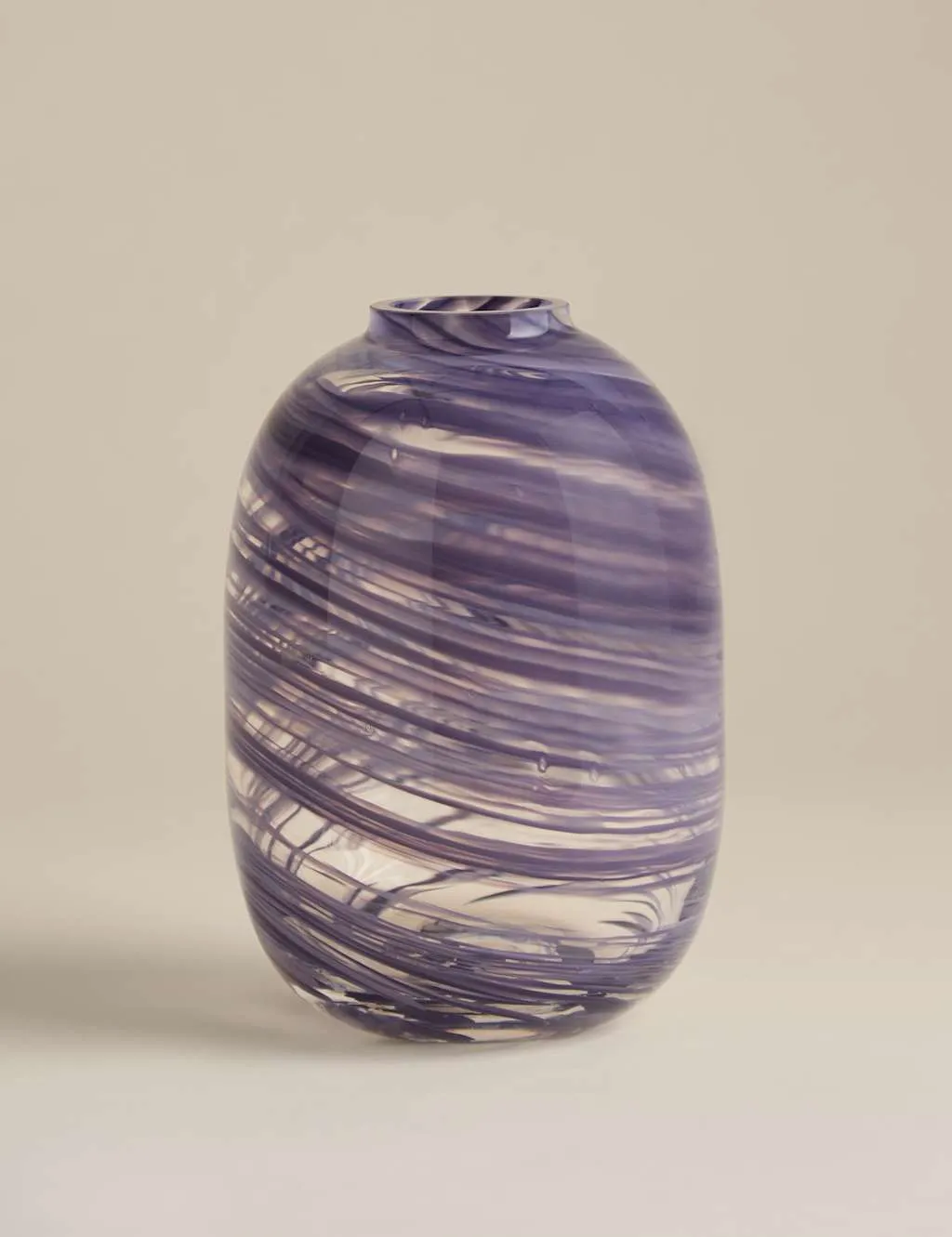 M&S Medium Swirl Glass Vase Blue