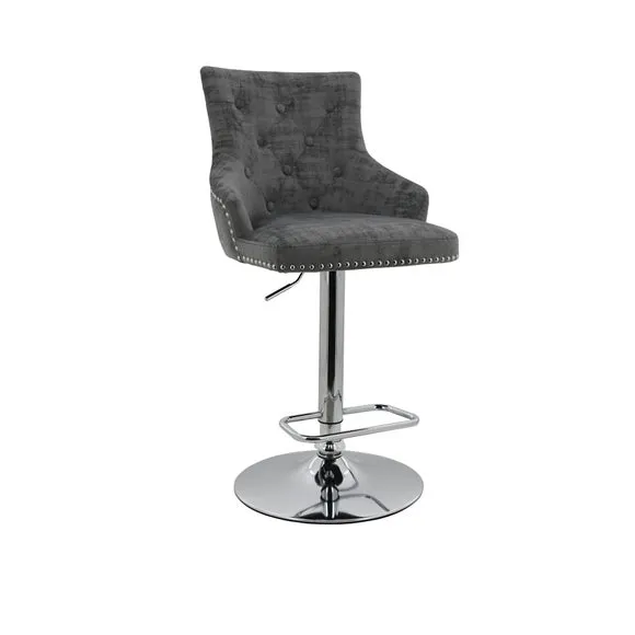 Selena Adjustable Height Swivel Bar Stool, Velvet 1