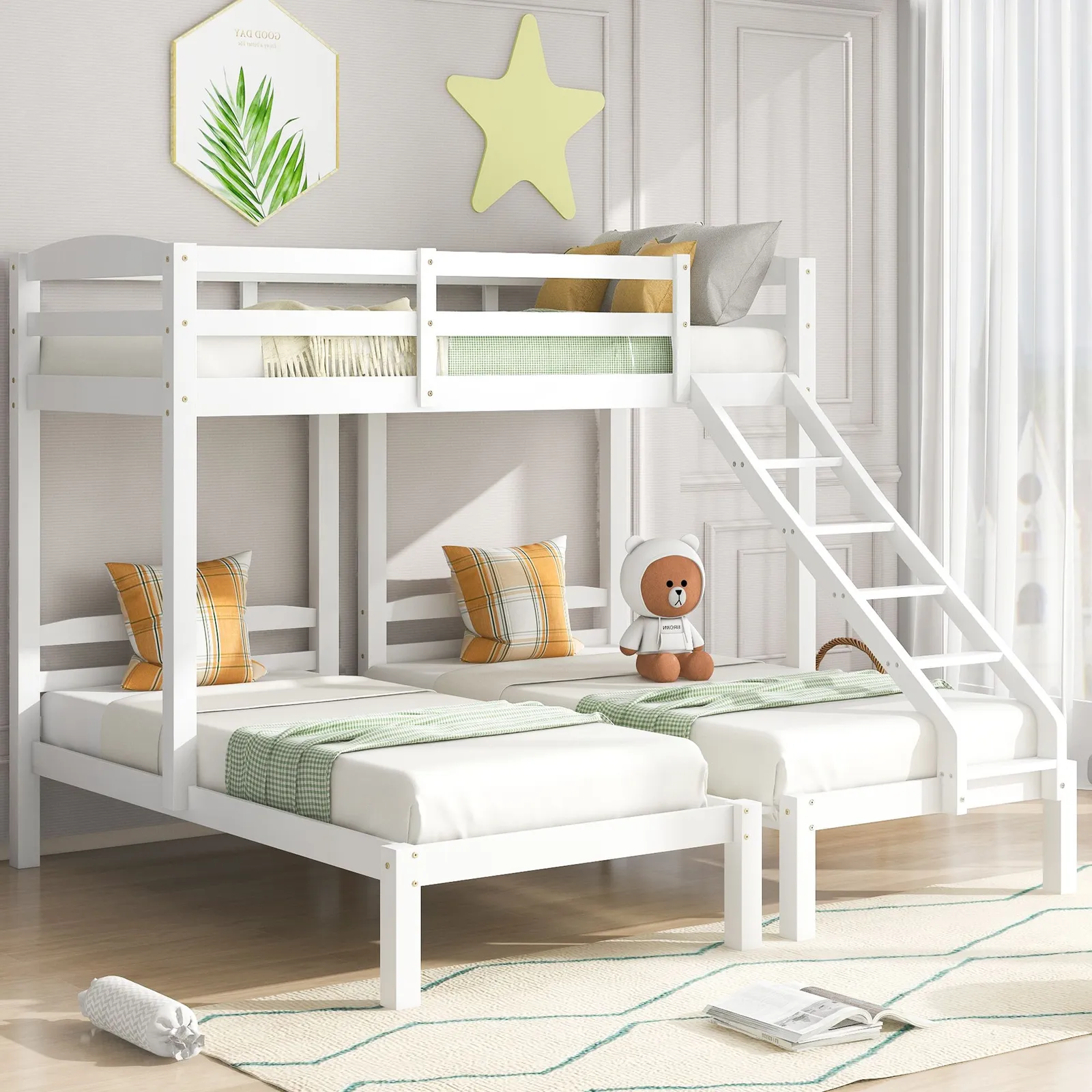 Matteo Bunk Bed Triple Sleeper With Side Ladder For Children & Teens 3FT in White