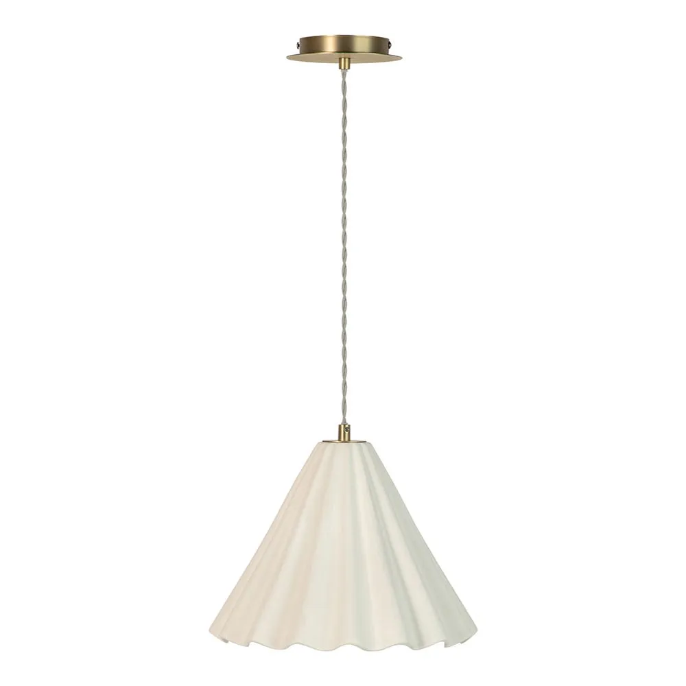 Heal's Monroe Porcelain Pendant Light Large White & Brushed Gold 2