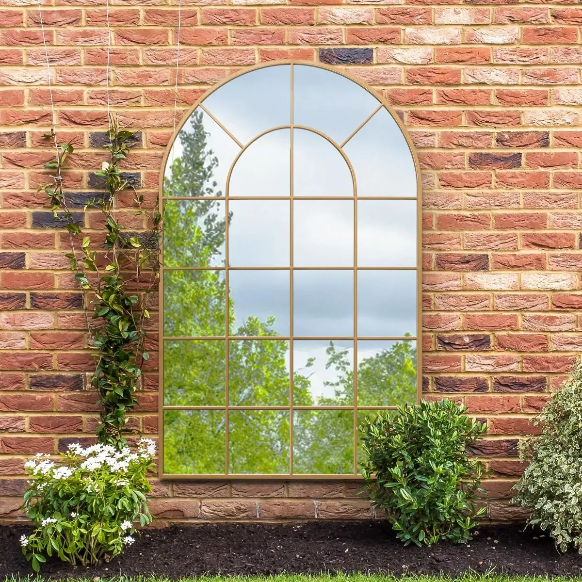MirrorOutlet Gold Framed Arched Window Garden Mirror 75" X 47" 190 x 120CM 6