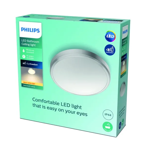 Philips Doris Warm White Integrated LED Bathroom Flush Ceiling Light 1