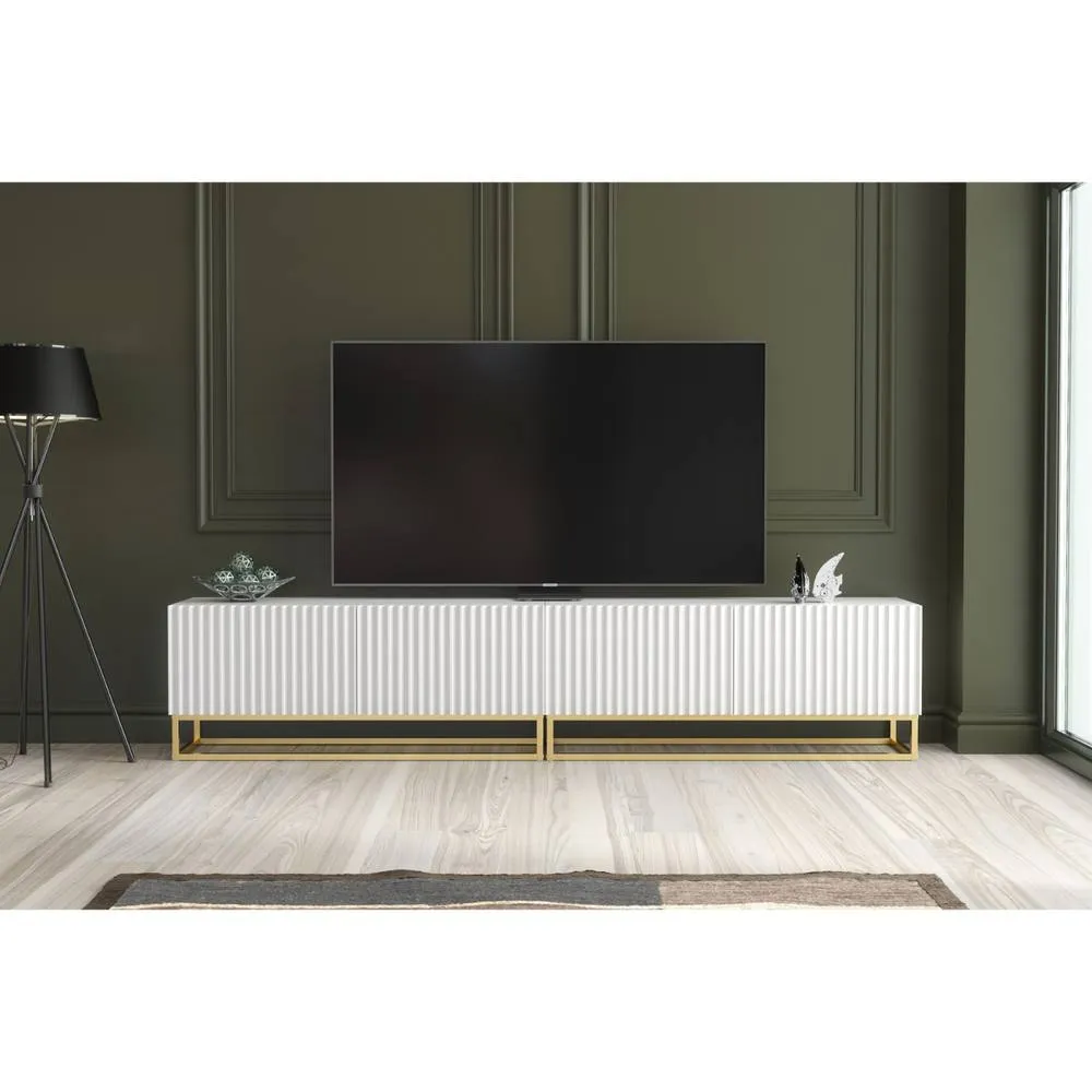 Creative Furniture Ripple Duo TV Unit 200cm - White with Fluted Doors 3