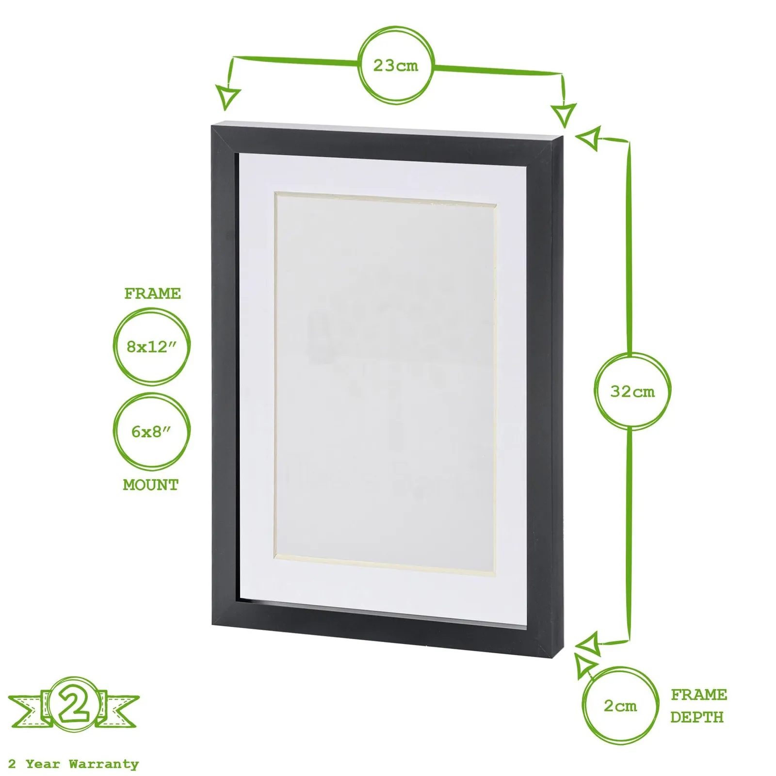 Nicola Spring Photo Frames with A5 Mount - A4 (8" x 12") - White - Pack of 5 3
