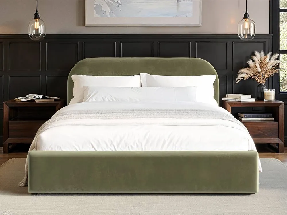 Flair Alba Ottoman Bed Khaki Green Velvet 2
