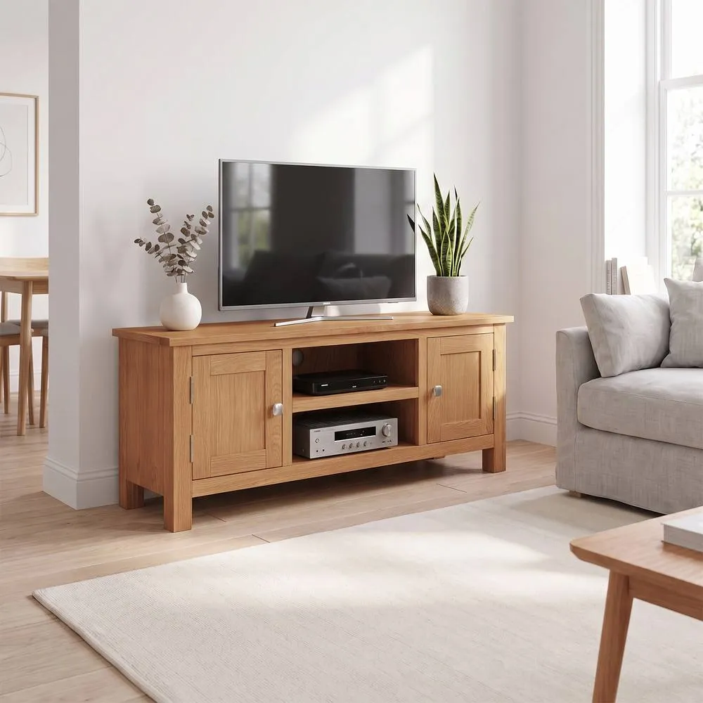 Seconique Cambridge 2 Door Tv Unit - Honey (Fully assembled) in Light Brown