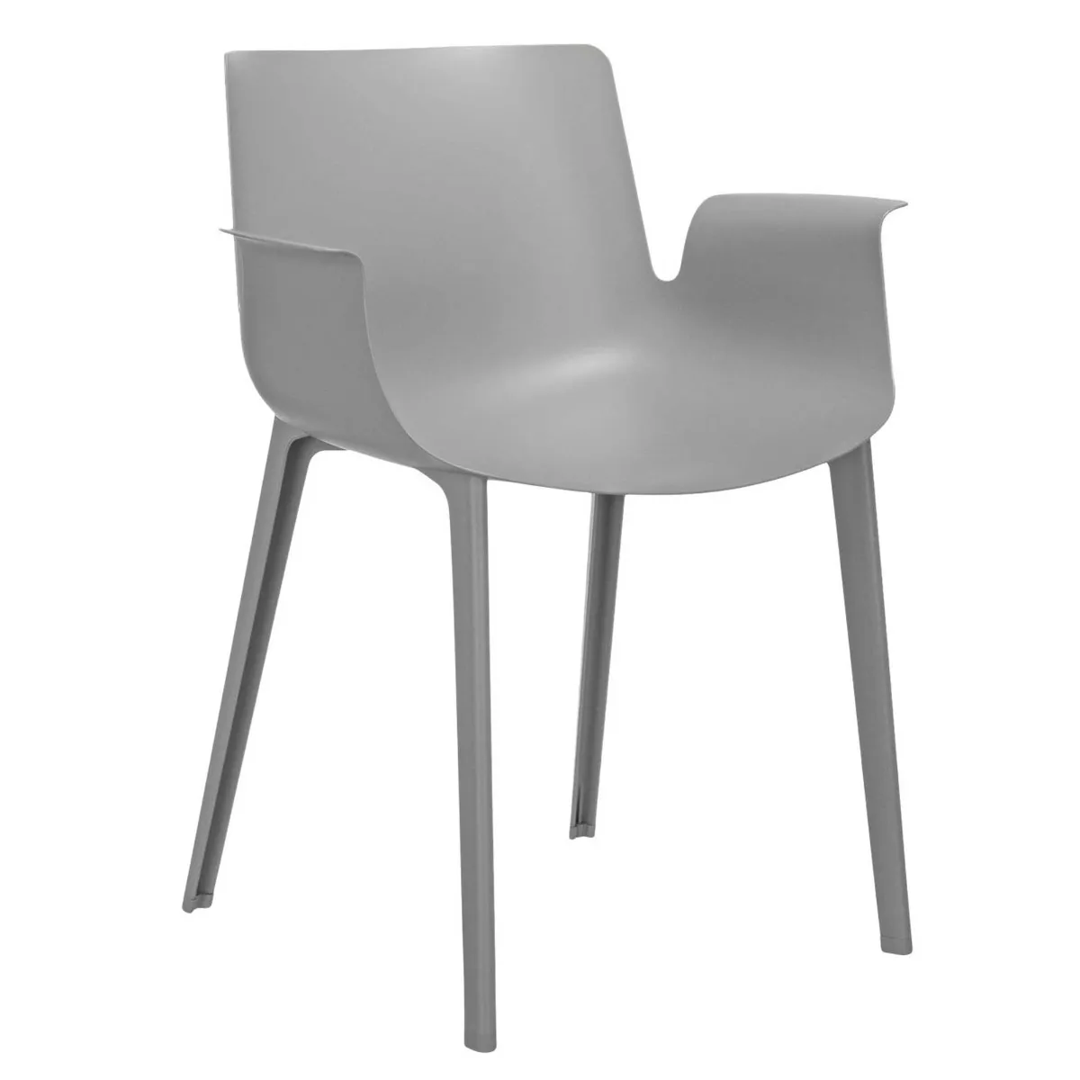 Kartell Piuma Dining Chair With Arms, Grey Plastic | Barker & Stonehouse 6
