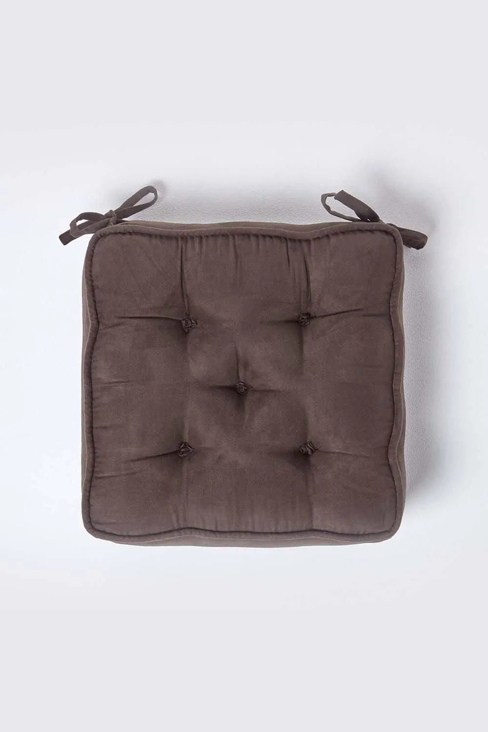 Homescapes Faux Suede Dining Chair Booster Cushion in Chocolate 3