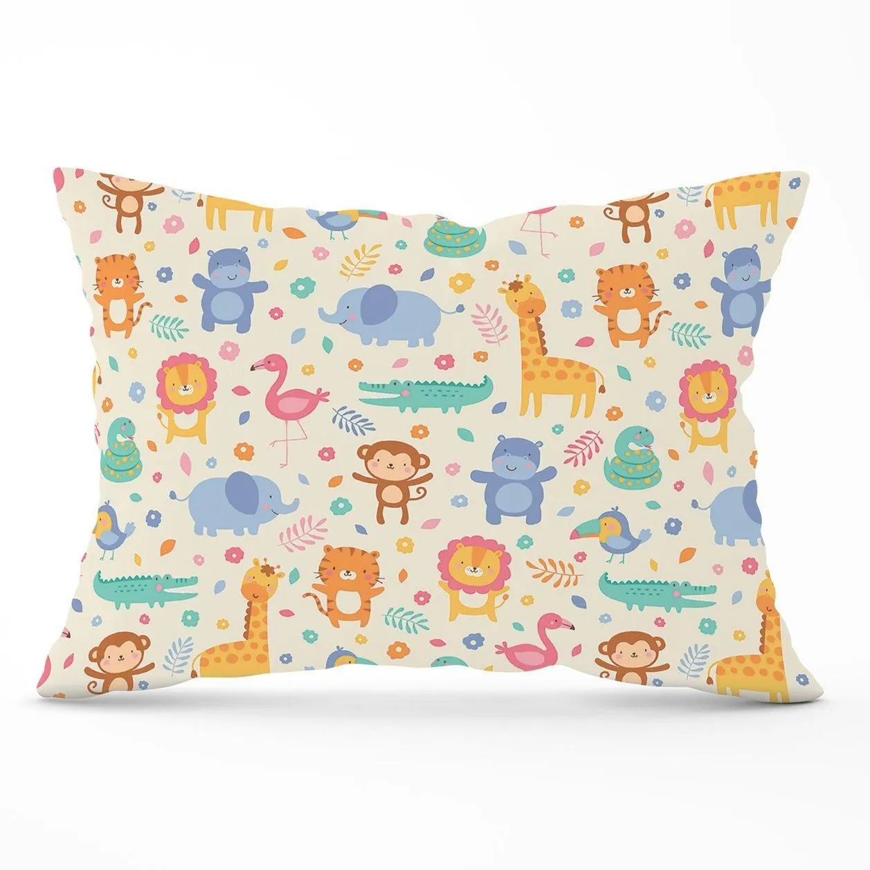 Warren Reed - Designer Cute Pastel Jungle Animals Cushions in Yellow