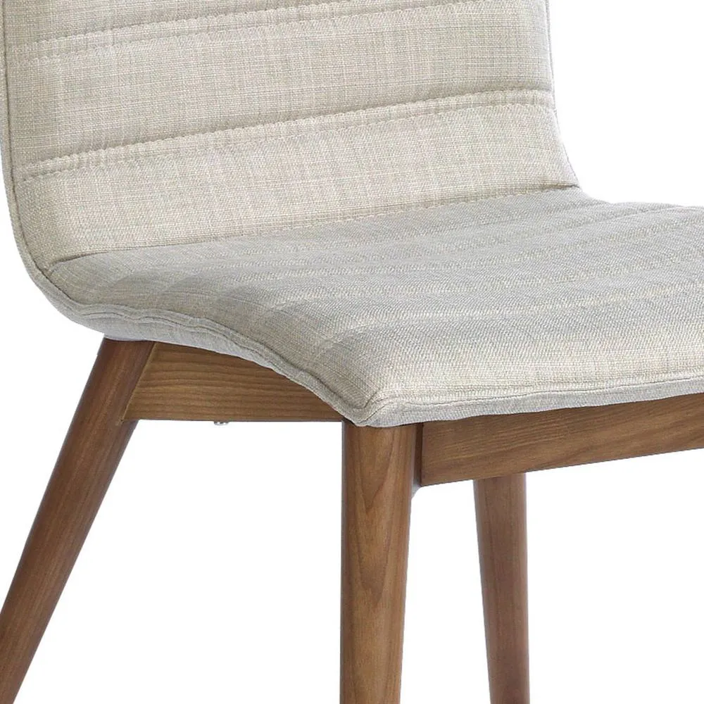 Angel Cerda Grey Fabric Dining Chair with Walnut Legs in Light Grey 5
