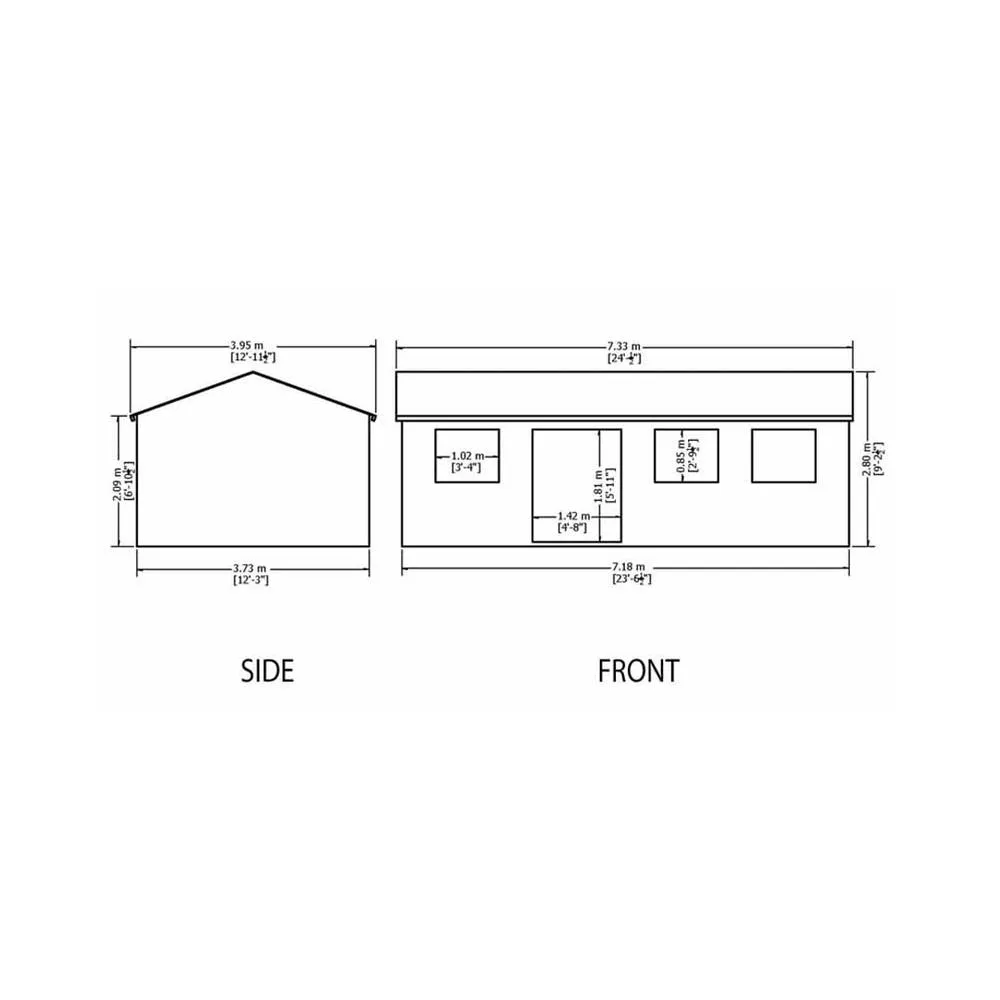 Shires Shiplap Mammoth Loglap 12x24 ft Shed Double Door - Two Opening Window in Brown 5