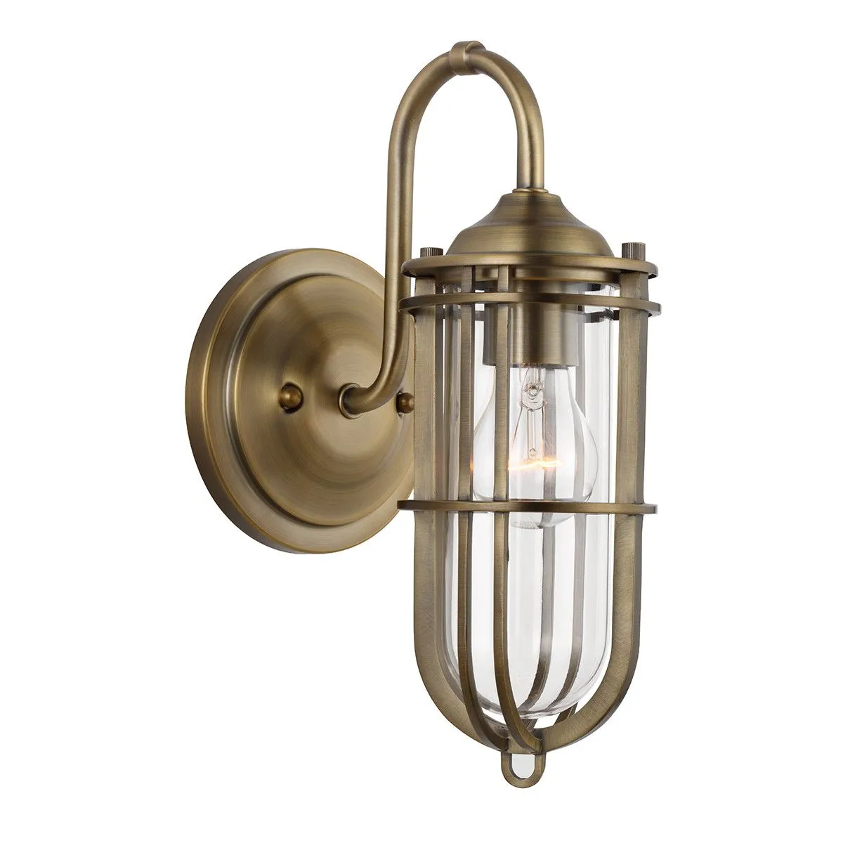 Netlighting Feiss Urban Restoration 1 Light Wall Light Dark Antique Brass IP44 in Yellow