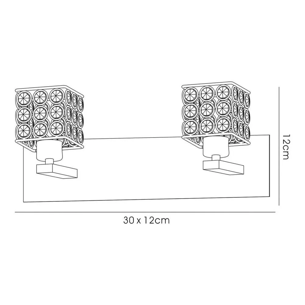 Netlighting Elsa Wall Lamp 2 Light Satin Nickel Crystal in Grey 3