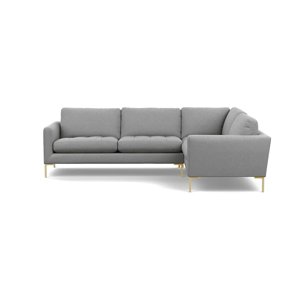 Heal's Eton Right Hand Facing Corner Sofa Cotton Pewter Brass Feet