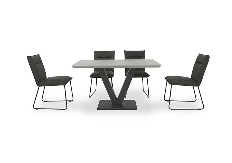 Ruben Dining Table with 4 Faux Suede Chairs - Stone