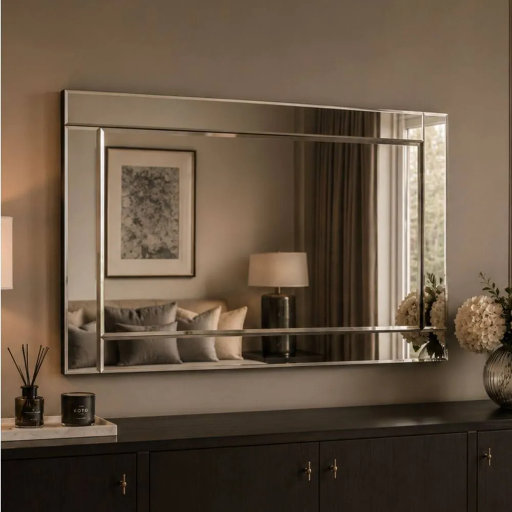 Yearn Mirrors Simple Contemporary Wall Mirror 90x60cm in Clear 2