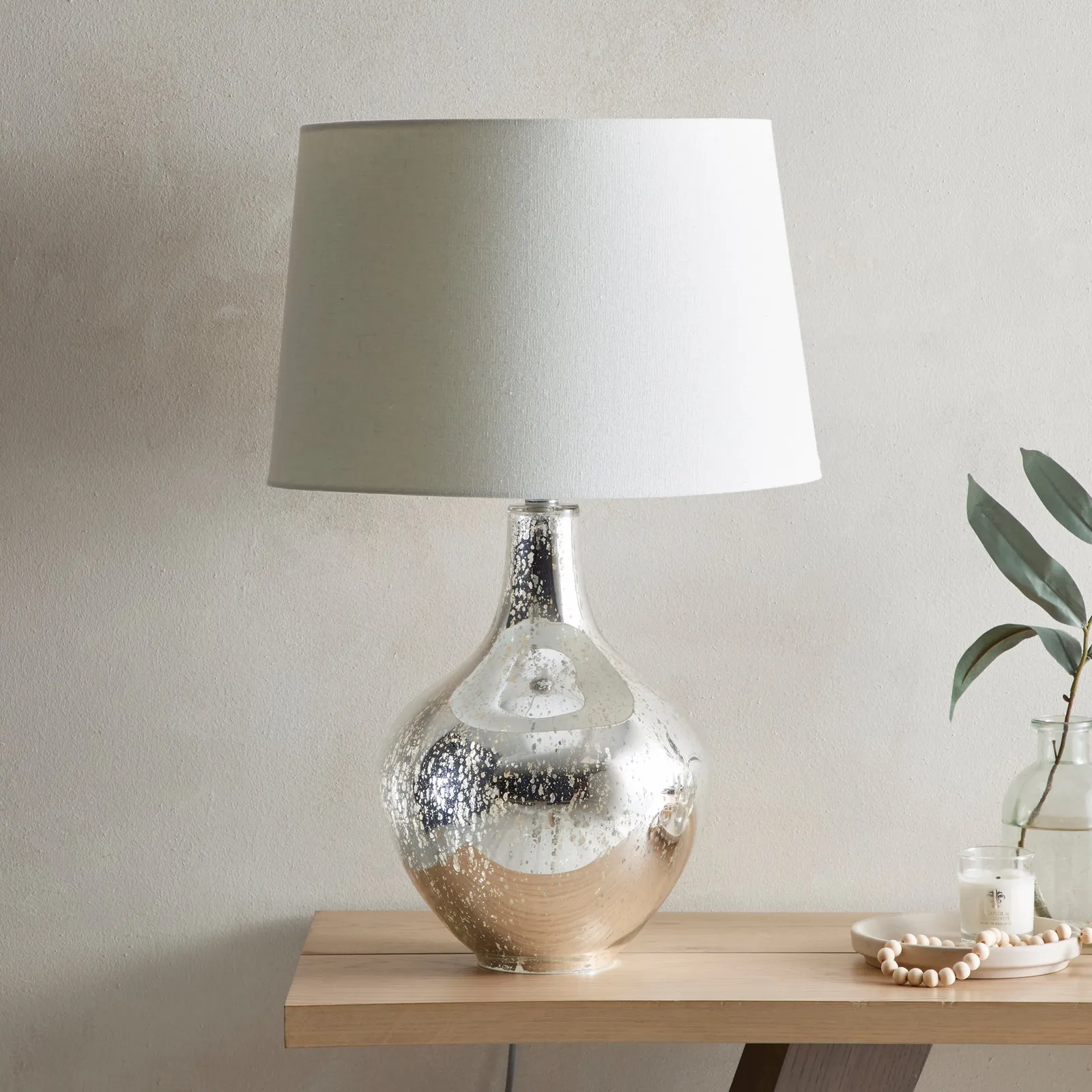 Dorma Purity Usha Mercury Glass Table Lamp Chrome