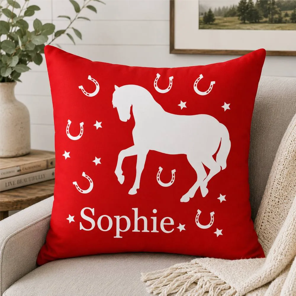 60 SECOND MAKEOVER Personalised Horse Cushion Cover in Red