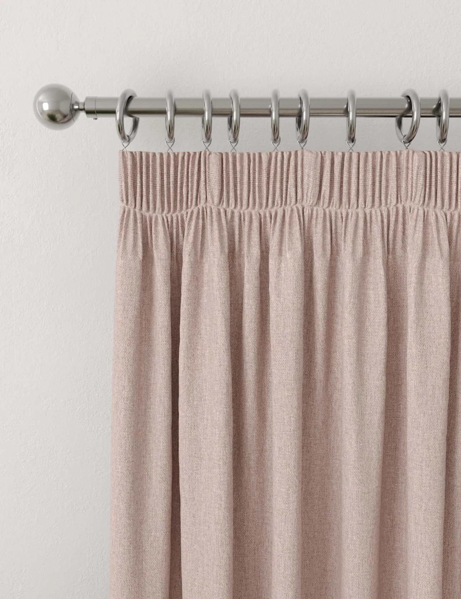 M&S Brushed Pencil Pleat Blackout Thermal Curtains Blush