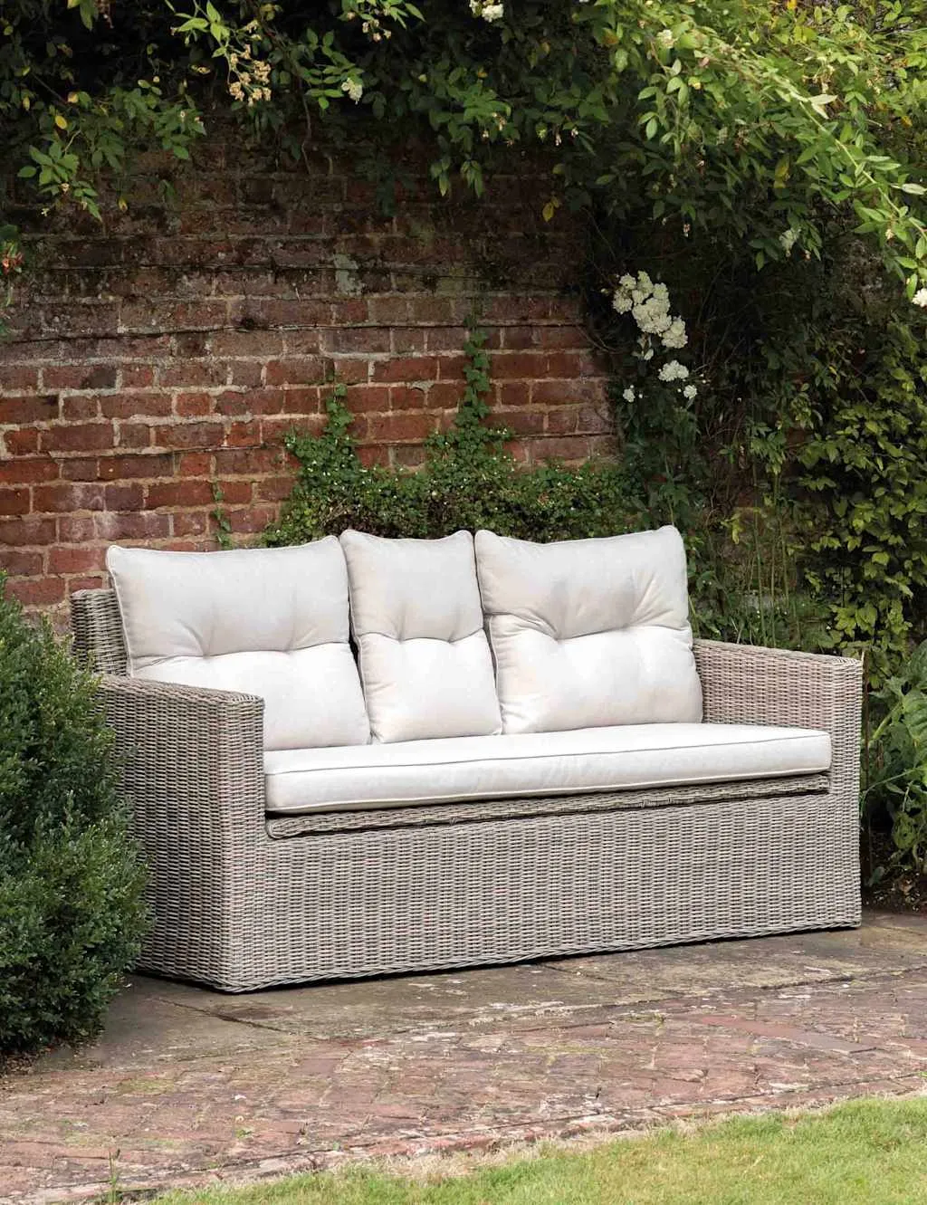 Gallery Direct Porto Two Seater Outdoor Storage Sofa Light Grey