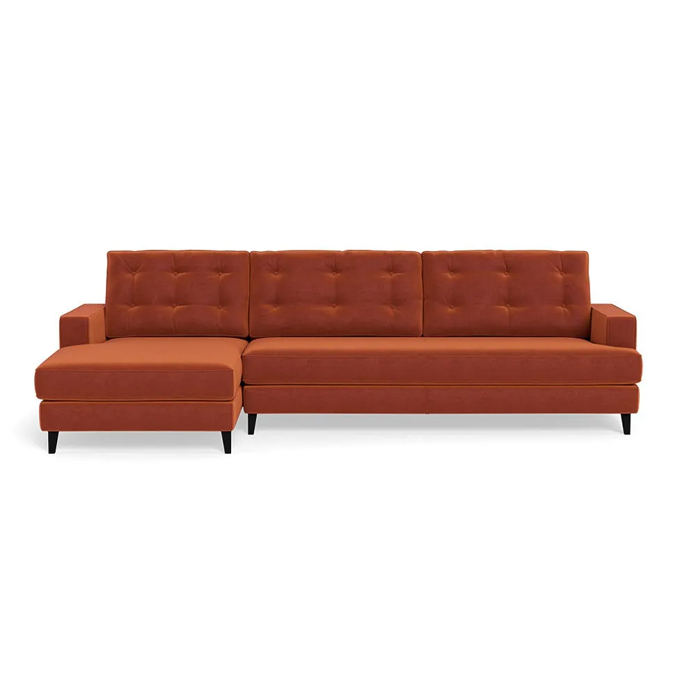 Heal's Mistral Chaise Sofa LHF Cotton Velvet Russet Black Feet 1
