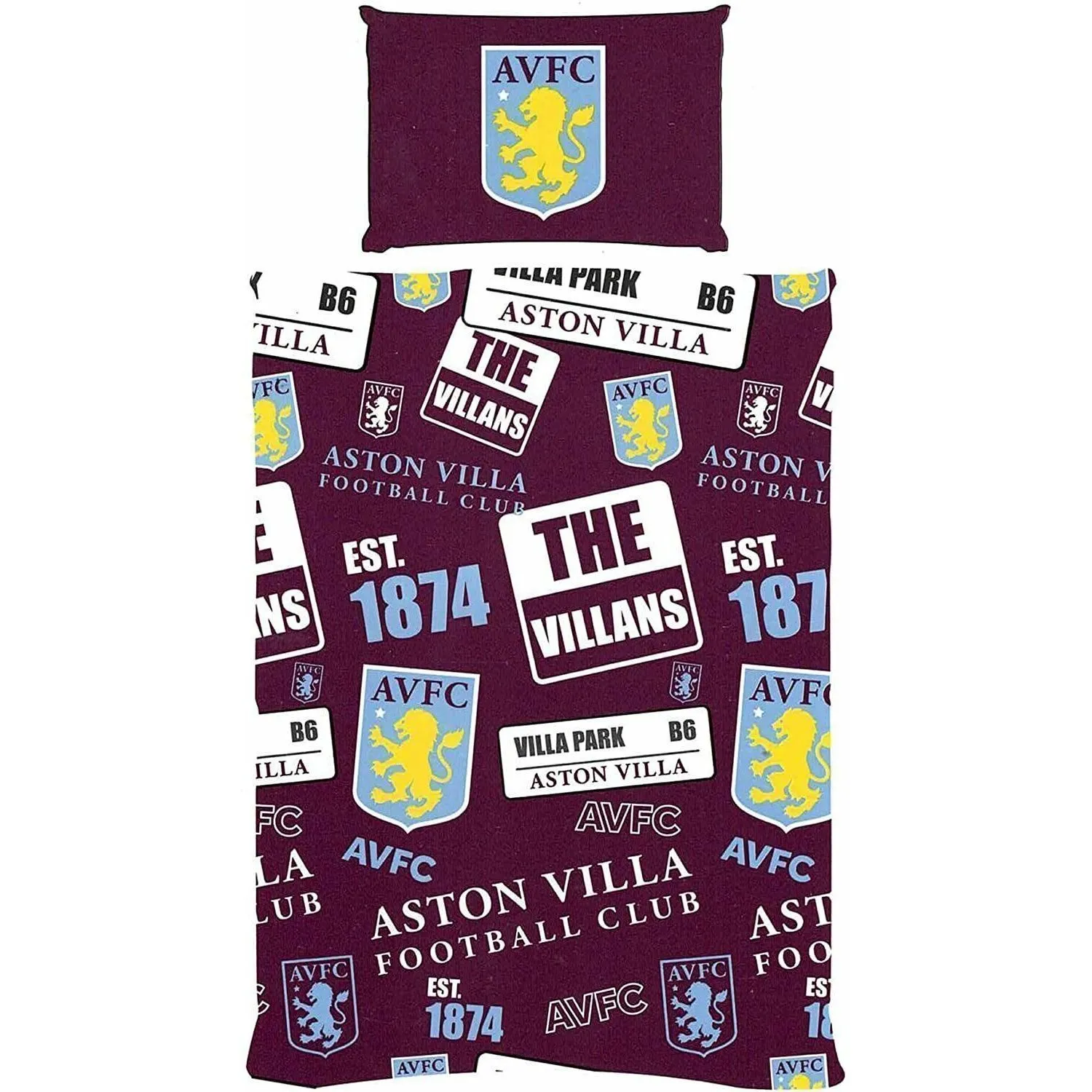 Aston Villa FC Patchwork Duvet Cover Set in Burgundy