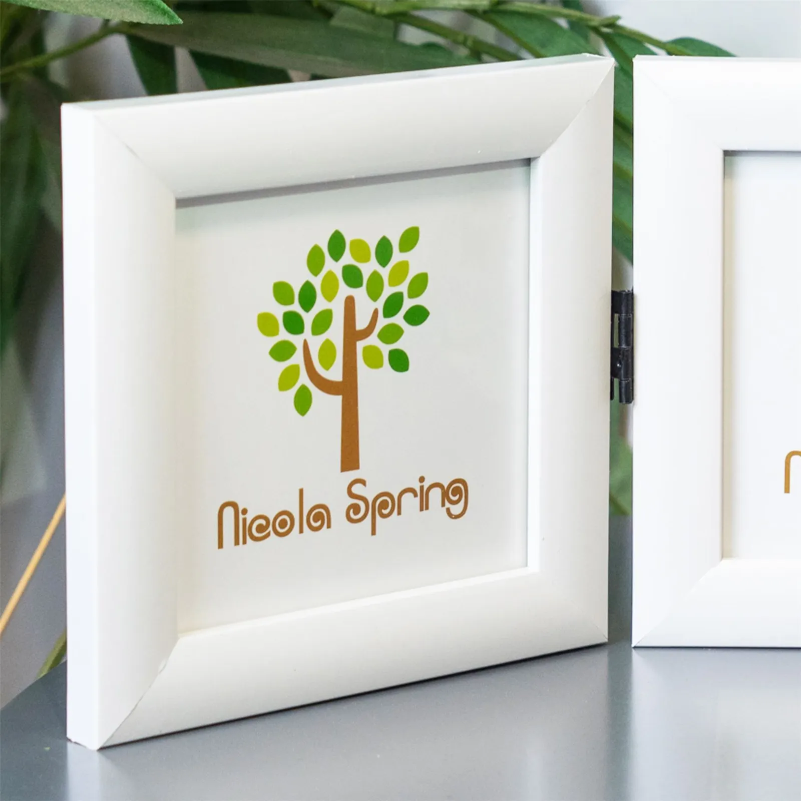 Nicola Spring Folding 2 Photo Frame - 4 x 4" - Pack of 1 in White 5