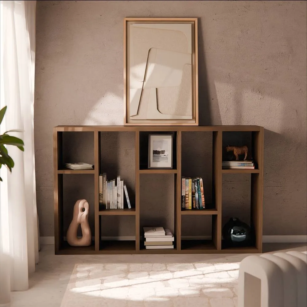 sweeek 5-tier Asymmetrical Bookshelf With 10 Compartments in Dark Brown 1