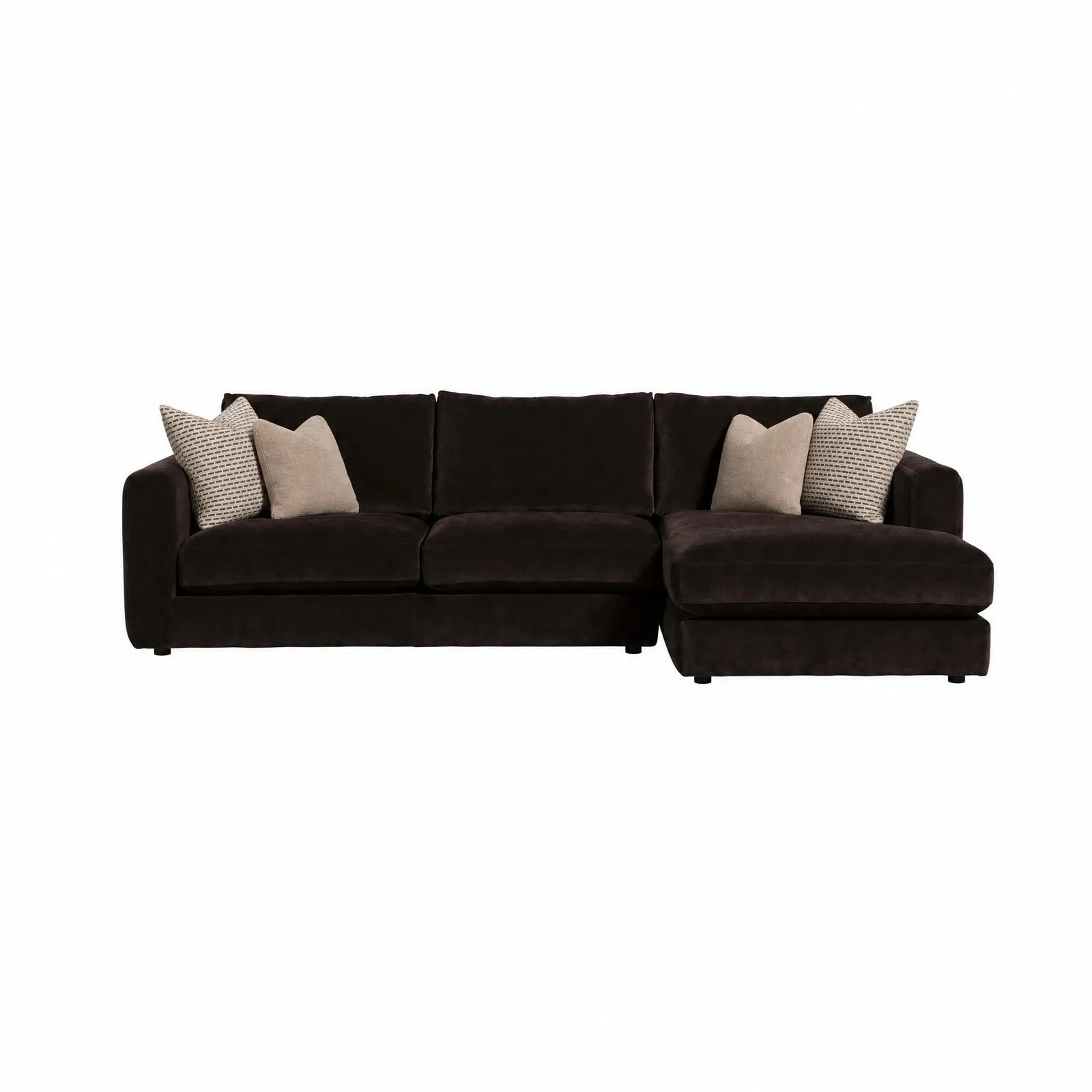 Bosham Large Chaise Corner Sofa Rhf, Brown Fabric | Barker & Stonehouse 2