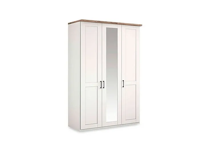 Adeline 3 Door Hinged Wardrobe with Centre Mirror - White