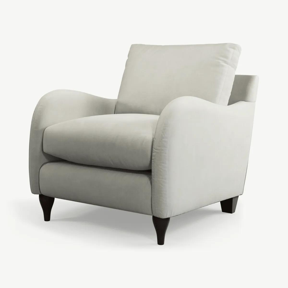 Sofia Armchair, Plush Silver Velvet