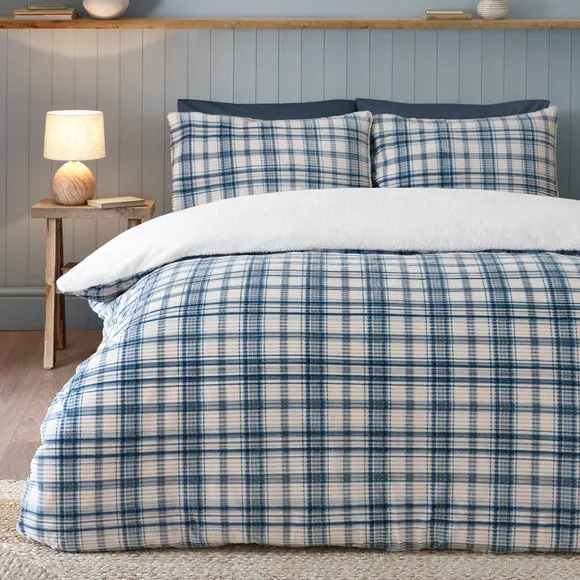 Catherine Lansfield Cosy Ribbed Check Duvet Cover & Pillowcase Set 1