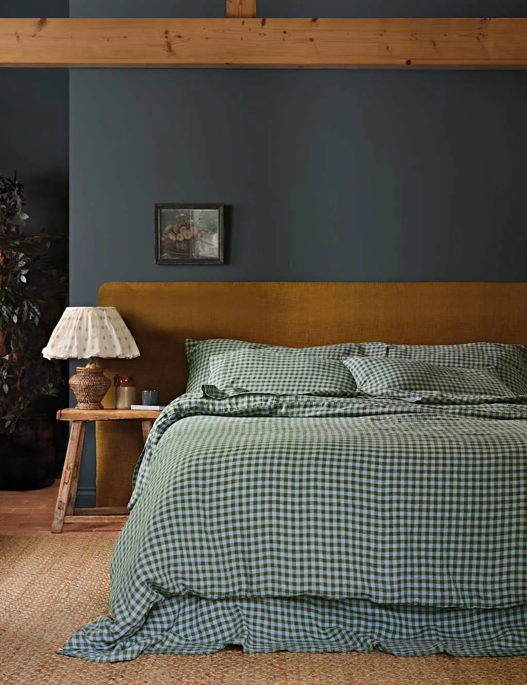 Piglet In Bed Linen Rich Gingham Duvet Cover Green Mix