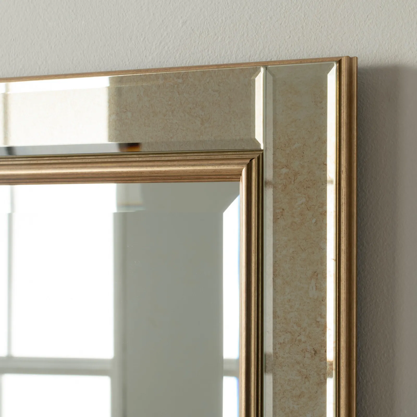 Yearn Mirrors Antique Mottled Brass Wall Mirror Bevelled in Gold 2