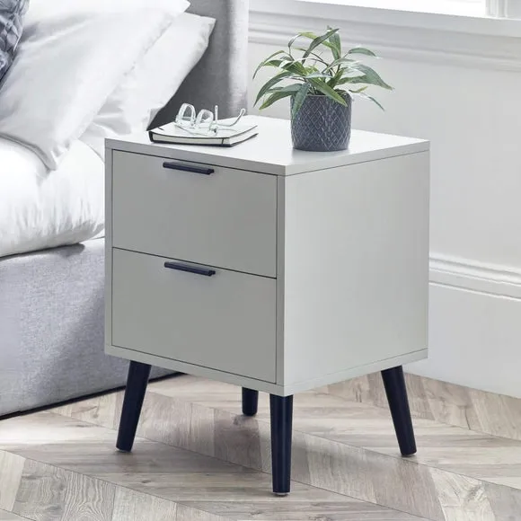 Return - Alba 2 Drawer Bedside Table, Silk Grey