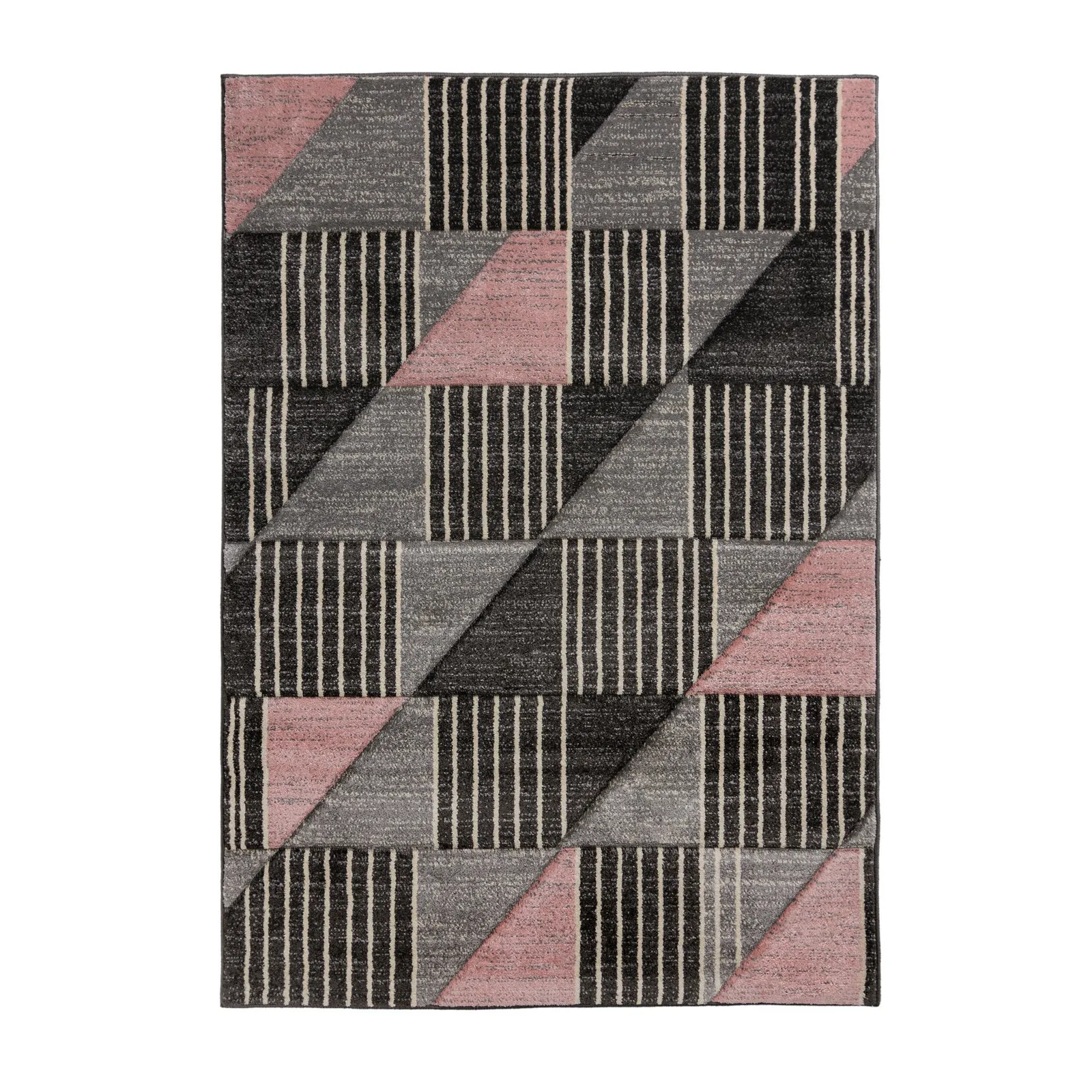 Velocity Geometric Rug Pink, Grey and Black