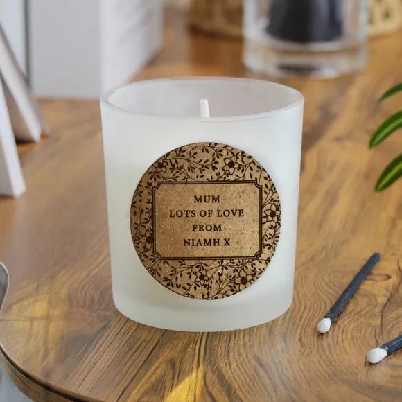 Personalised Floral Cork Label Candle Jar 4