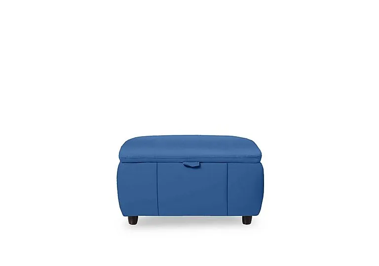 Inca NC Leather Storage Footstool - Aegean - Living Room Furniture - In Time for Christmas