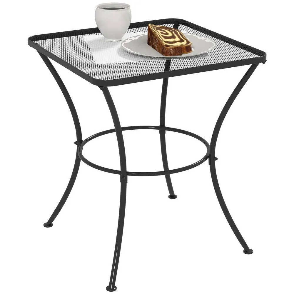 OUTSUNNY 60 cm Square Metal table Outdoor Bistro Table Coffee Desk, Black 2
