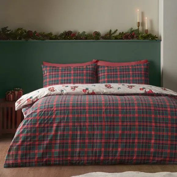 Catherine Lansfield Christmas Highland Cow Polycotton Duvet Cover & Pillowcase Set 2