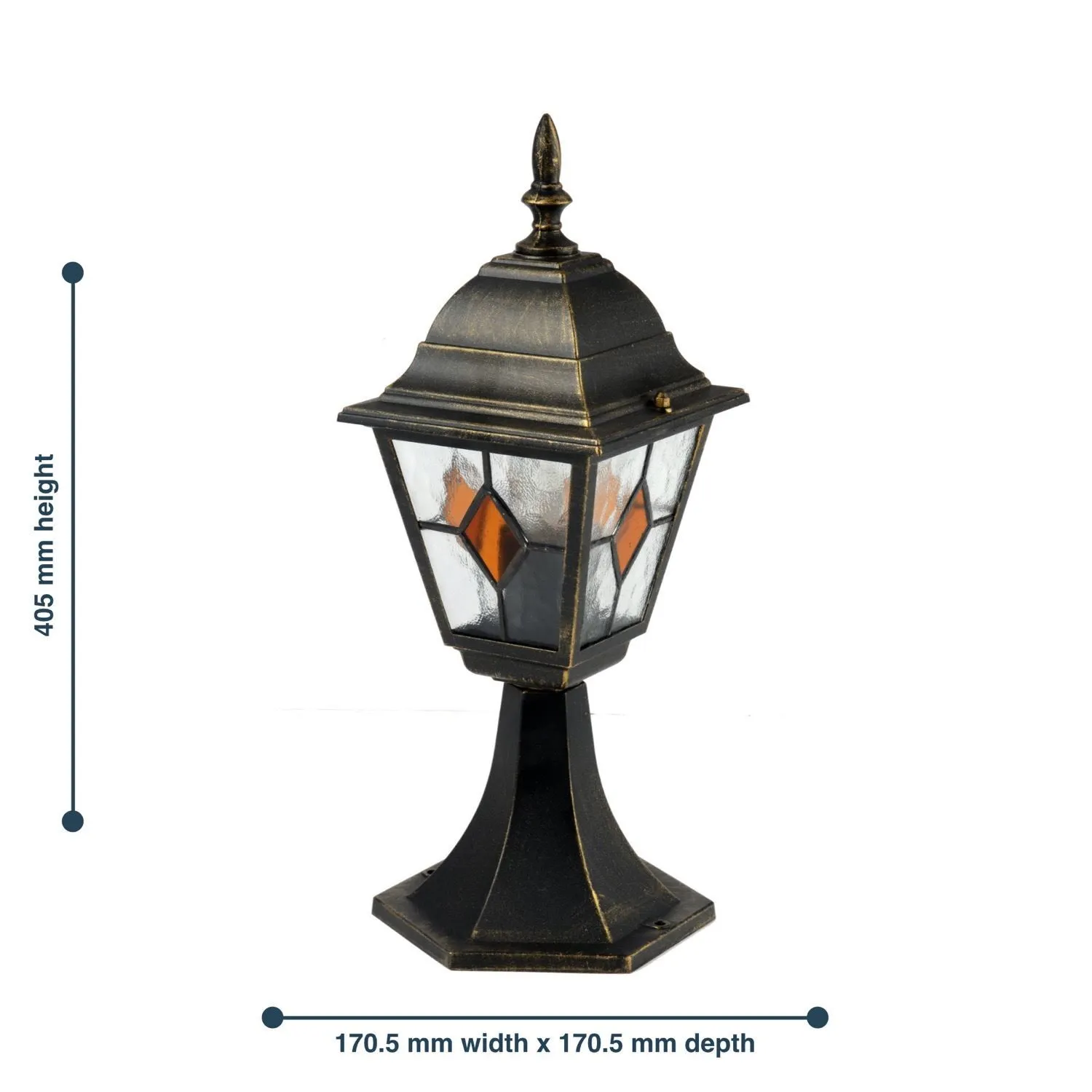 First Choice Lighting Morecambe - Black with Brushed Gold IP44 Post Light 5