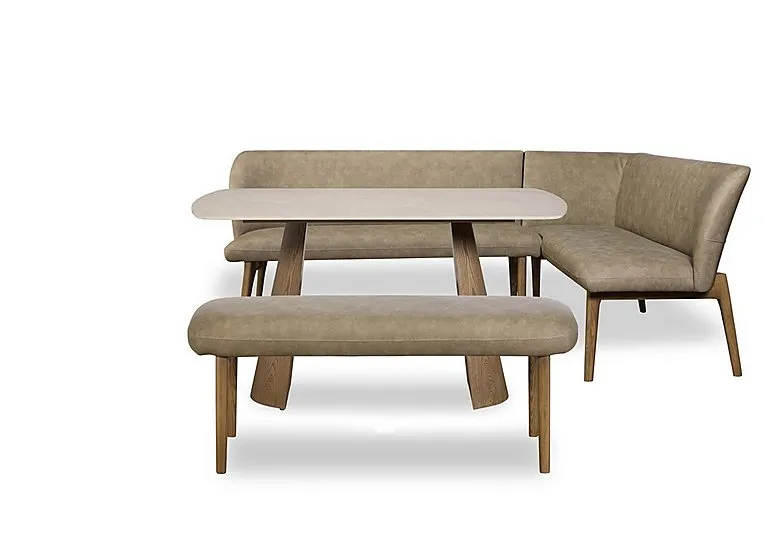 Sansa Rectangular Fixed Dining Table, Faux Leather Right Hand Facing Corner Bench and Standard Bench - In Time for Christmas