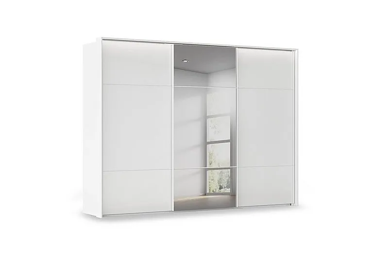 Haven 310cm 3 Door Slider Wardrobe with 2 Glass Doors, 1 Mirror Door and Lights