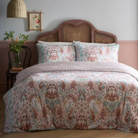 Appletree Floral Damask 100% Cotton Duvet Cover & Pillowcase Set 1