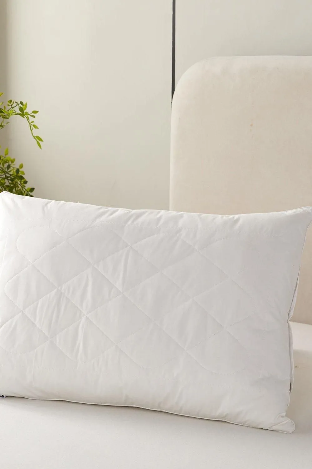 Homescapes Premium Wool King Size Pillow with Quilted Case, 19 x 35" in White 5